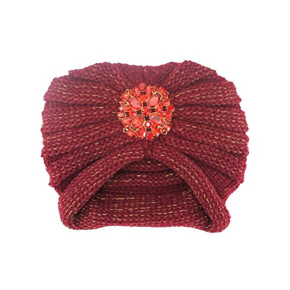 Knit Turban With Beaded Broach - Picture 6 of 8